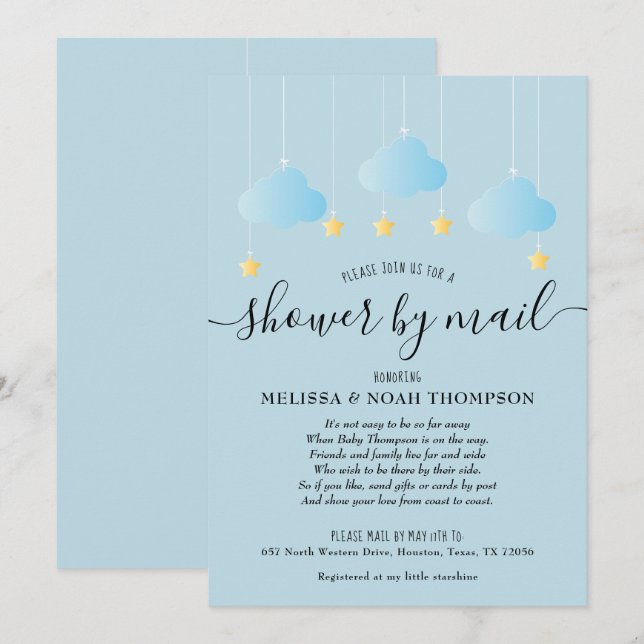 Invitation Douche Par Courrier Longue Distance Parachute (Devant / Derrière)