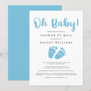 Invitation Douche par courrier Oh Baby Boy Blue Baby Feet
