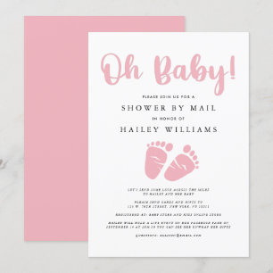 Invitation Douche par courrier  Oh Baby Girl Pink Baby Feed