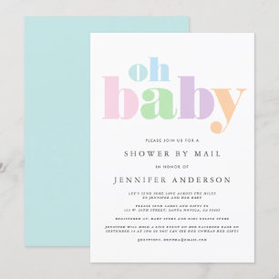 Invitation Douche par courrier Oh Baby Pastel Minimal Modern