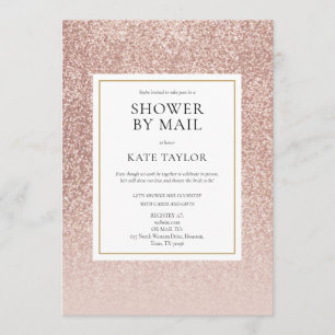 Invitation Douche par courrier Rose Gold Pailleté Longue Dist