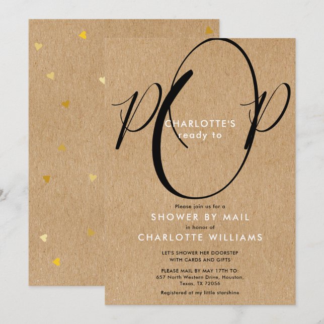 Invitation Douche par la poste à distance Sprinkle Rustique K (Devant / Derrière)