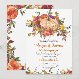 Invitation douche par la poste depuis un baby shower citrouil