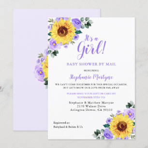Invitation Douche Par Mail C'Est Une Fille Tournesol Violet F