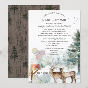 Invitation Douche par Mail Forest Woodland Girl Baby
