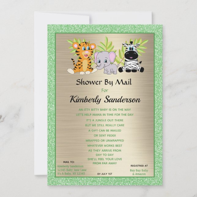Invitation Douche par Mail Jungle Safari Sexe Neutre (Devant)