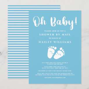 Invitation Douche par Mail Oh Baby Boy Feet Bleu Blanc