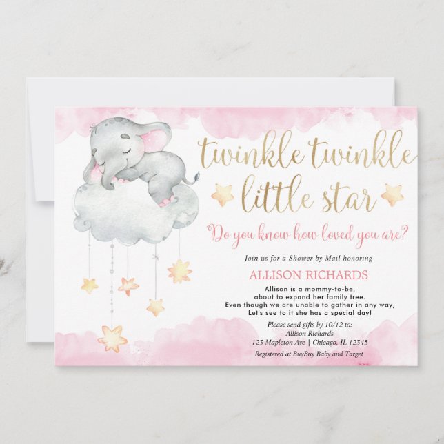 Invitation Douche par mail Twinkle scintiller petite étoile r (Devant)
