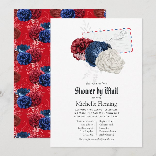 Invitation Douche patriotique américaine par courrier (Devant / Derrière)
