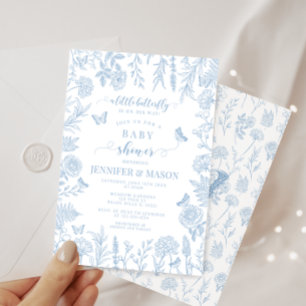 Invitation Douche petit papillon bleu mignonne