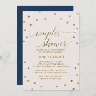 Invitation Douche Pois Gold Couples