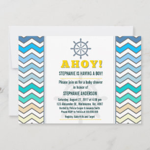 Invitation Douche pour bébé à roue du navire nautique