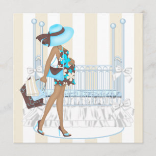 Invitation Douche pour bébé bleu Brown