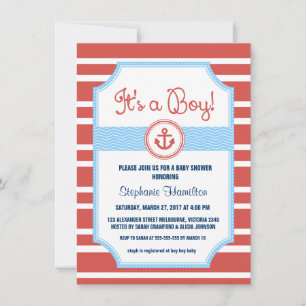 Invitation Douche pour bébé nautique à ancre