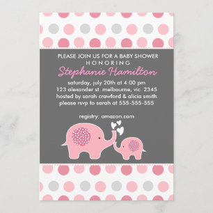 Invitation Douche pour bébé pois à éléphant personnalisé