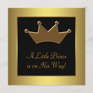 Invitation Douche pour bébé Prince de la Couronne d'or