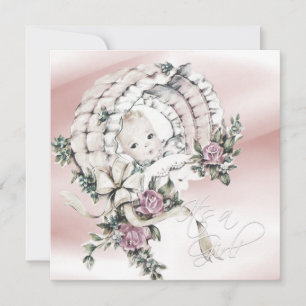 Invitation Douche pour bébé rose et gris