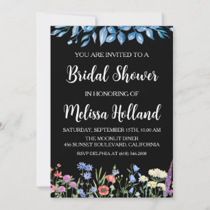 Invitation Douche pour mariée d'hiver des fleurs sauvages lun