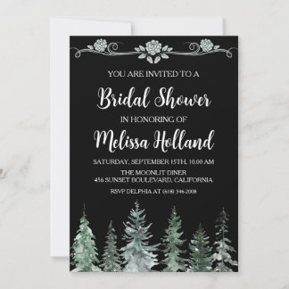 Invitation Douche pour mariée d'hiver des fleurs sauvages lun