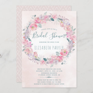 Invitation Douche romantique à fleurs rose rousse