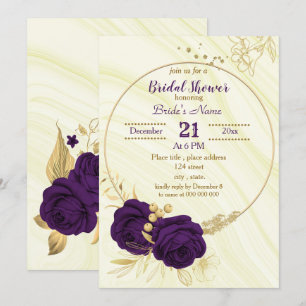 Invitation douche royale violette dorée