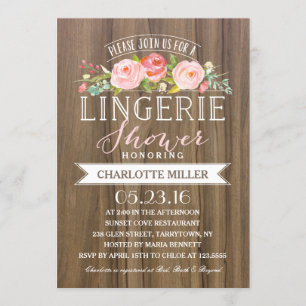 Invitation Douche rustique de lingerie de la bannière rose  