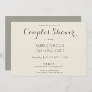 INVITATION DOUCHE SIMPLE ÉLÉGANT GRIS TYPOGRAPHIE COUPLES