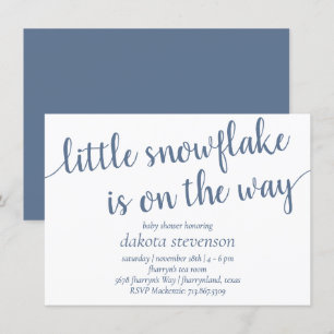 Invitation Douche simple en ardoise   Dusty Blue Little Snowf