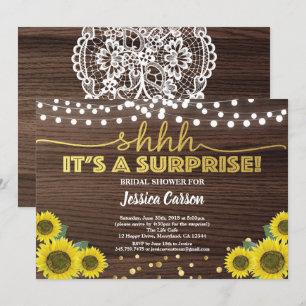 Invitation Douche surprenante nuptiale tournesol rustique en 