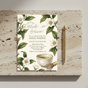 Invitation Douche Vintage Botanical Matcha Faite au Paradis