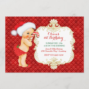 Invitation Douche vintage d'anniversaire de bébé de Noël