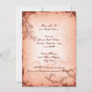 Invitation Douche vintage de la feuille de corail