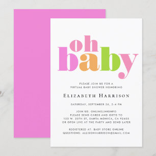 Invitation Douche virtuelle Oh Baby Girl Rose