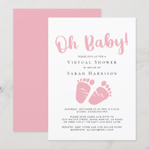 Invitation Douche virtuelle Oh Baby Girl Shower Pieds roses