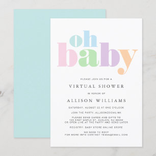 Invitation Douche virtuelle Oh Baby Pastel Typographie modern