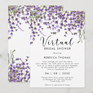 Invitation douche virtuelle par mail lavender nuptiale