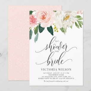 Invitation Douchons la mariée Blush Floral Fête des mariées