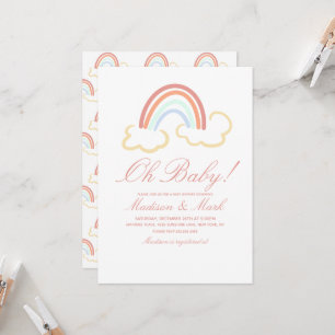 Invitation Doudou Nuage Arc-en-ciel Mignon pour Baby Shower 