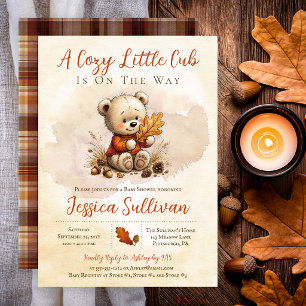 Invitation Douillet Petit Ourson Ours en Peluche Aquarelle Ba