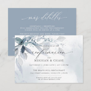 Invitation Douteux Bleu Foliage CUSTOM3 DÉTAILS RSVP