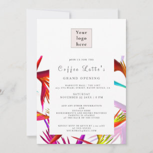 Invitation d'ouverture d'entreprise de style tropi