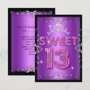 Invitation Doux 13 13e Anniversaire Rose Violet Noir