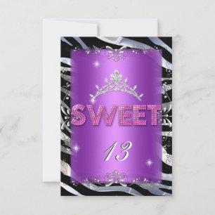 Invitation Doux 13 13e Anniversaire Rose Violet Zèbre