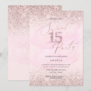 Invitation Doux 15 Parties scintillant Diamant Rose Aquarelle