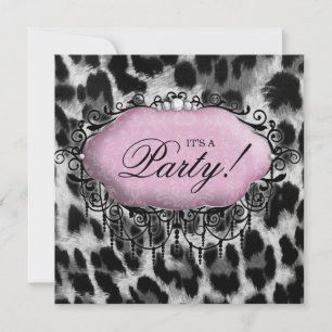 Invitation Doux 16 Anniversaire Fête Cute Leopard Pink Wild