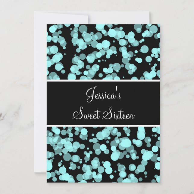 Invitation Doux 16 bulles Turquoises pâles Noir et blanc (Devant)