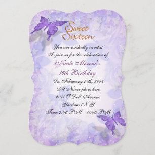 Invitation Doux 16 papillons violets d'invitation