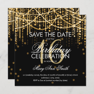 Invitation Doux 16 Parties "Enregistrer La Date" Gold String