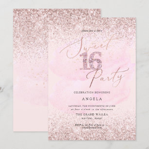 Invitation Doux 16 Parties scintillant Diamant rose Aquarelle