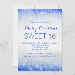 Invitation Doux 16 Pays des merveilles d'hiver bleu Vintage